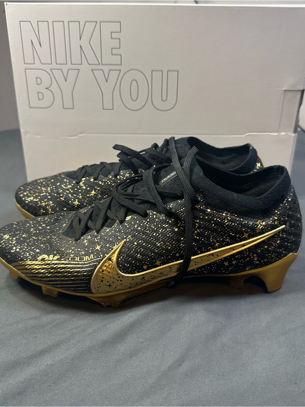 Nike By You Mercurial Vapor Elite FG Black Gold Soccer Cleats Size 8
